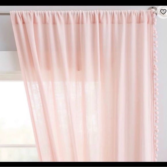 PB Teen Pom fringe quartz pink sheer panels, qty 2 - Picture 3 of 4